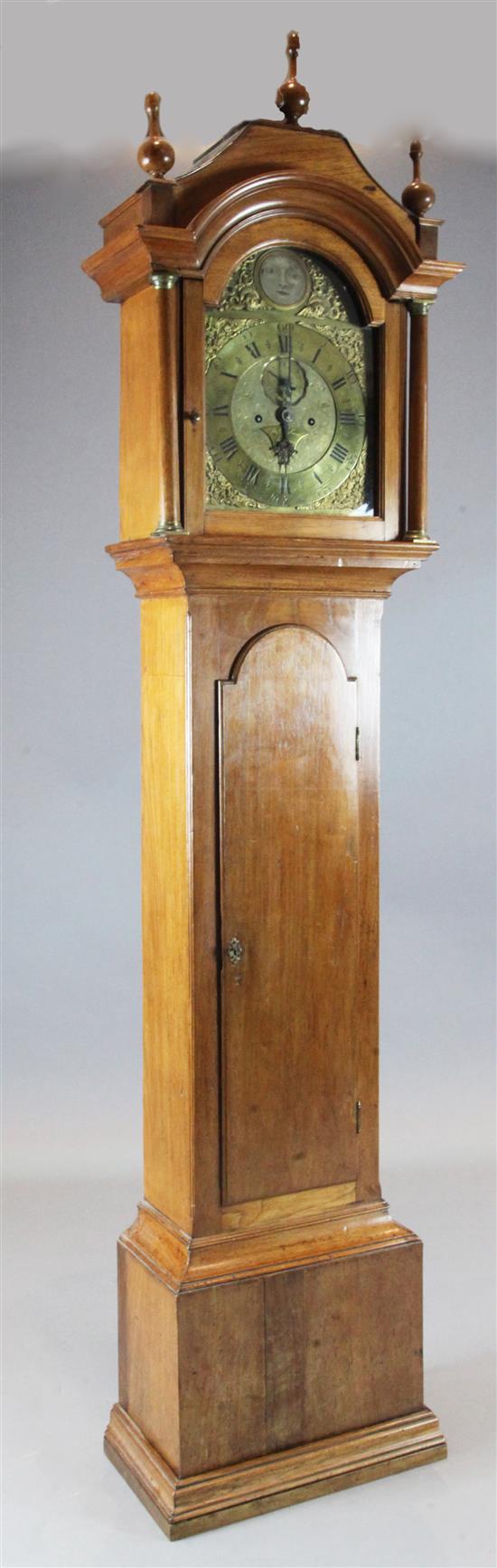 A late 18th century mahogany longcase clock, Robert Clark of London, 7ft 4in.